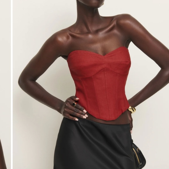 Reformation Pacie Linen Top Red - Size 6 - Picture 2 of 4